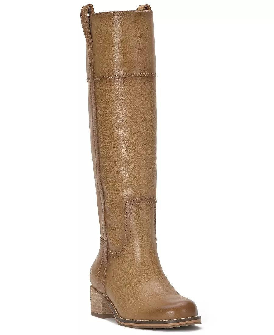 Lucky Brand Hybiscus Boots 10M Cream Leather Knee‑High Riding NIB msrp$229