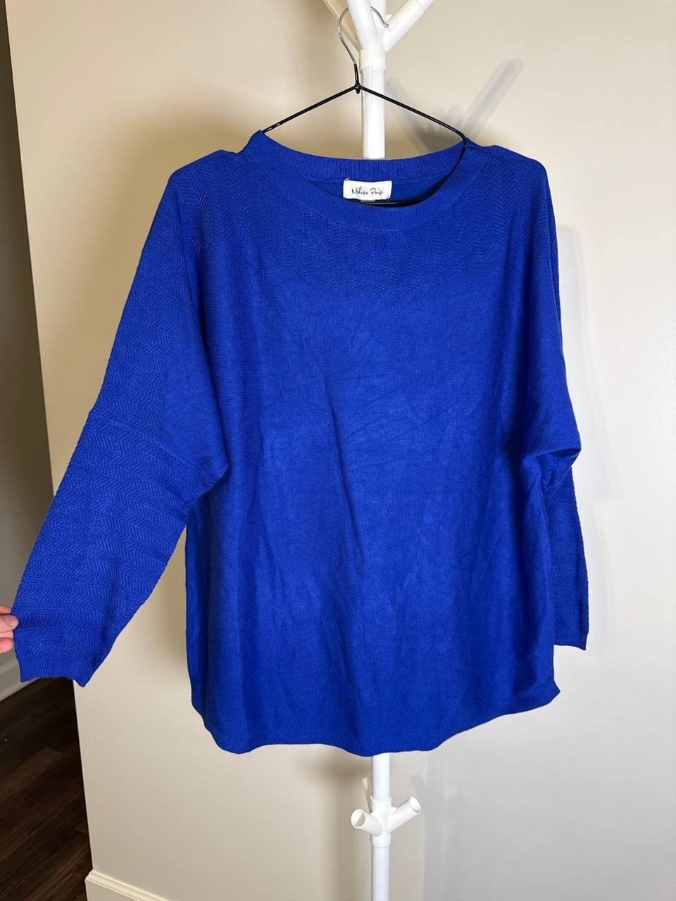 Melissa Paige Blue Pullover – Ribbed Accents – Size Large – NWT – $46.50