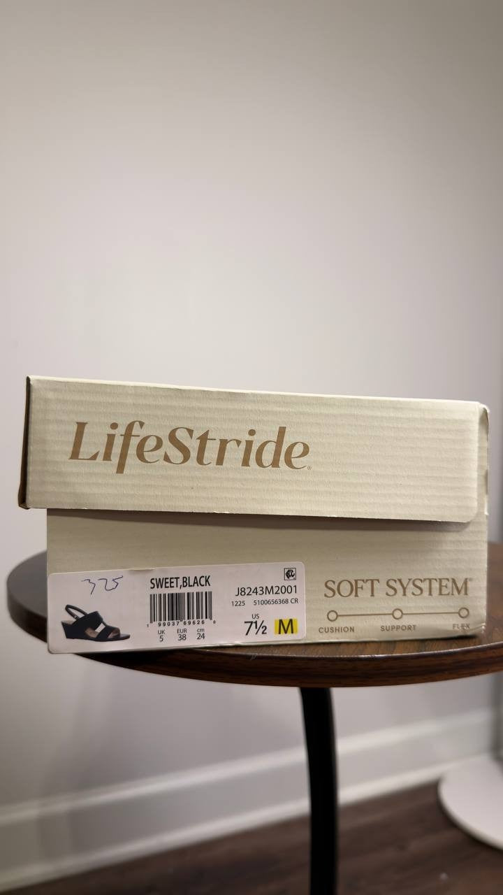 LifeStride  Slingback  Sandals  Black  7.5M  New  $90