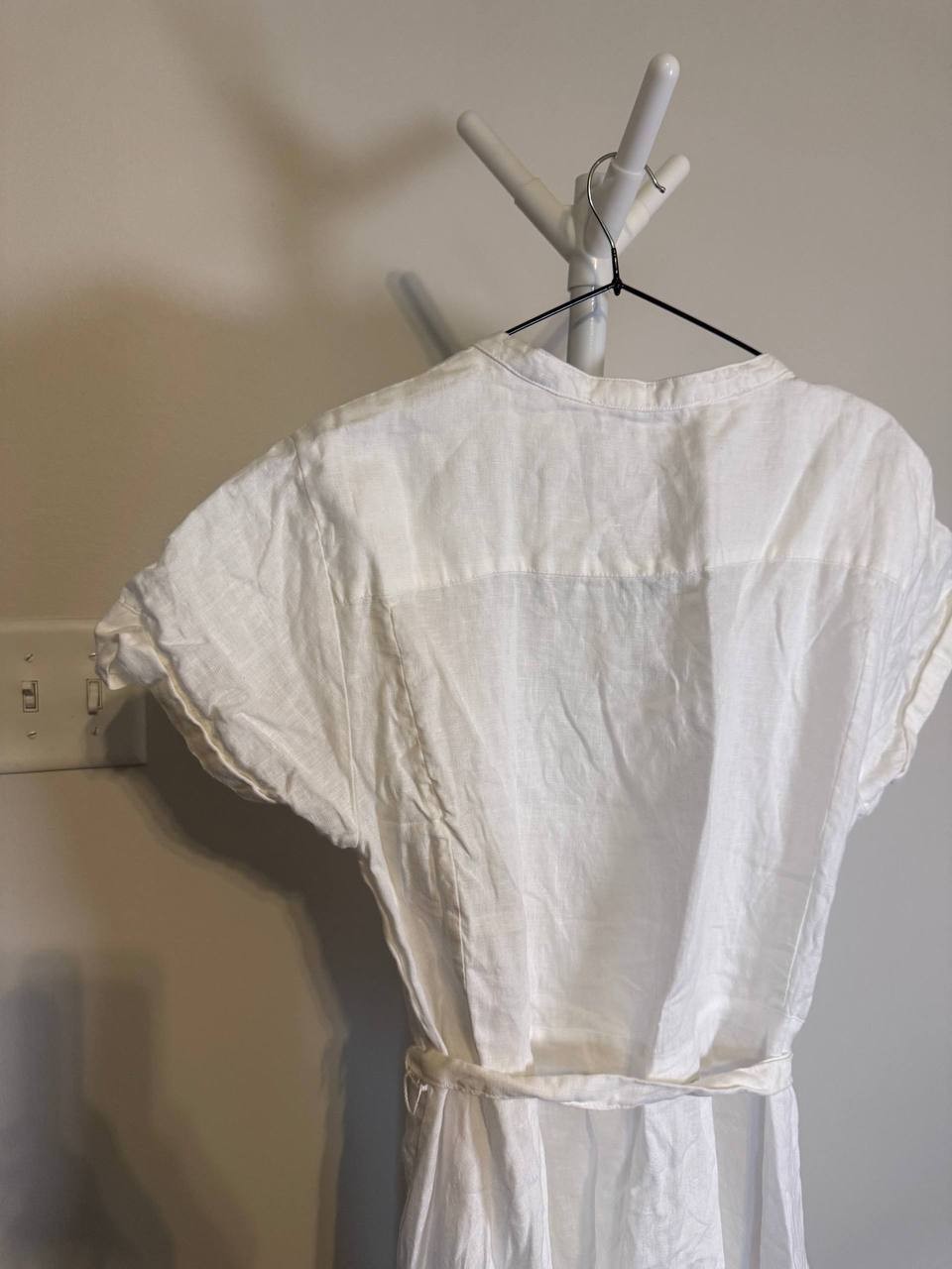 DKNY Asymmetric Linen Shirtdress – Natural – Size 16 – NWT