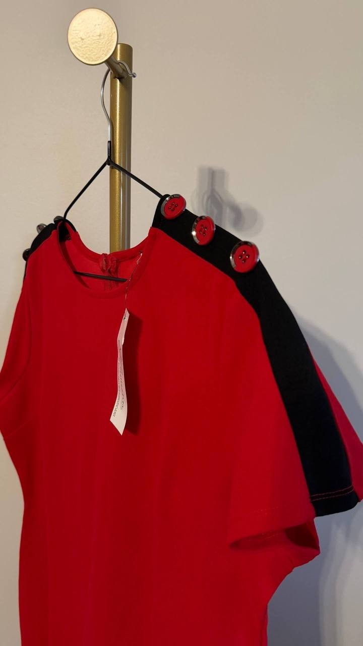 NY Collection Petite Asymmetrical Hem Dress Fire Red Black PXL $52 NWT
