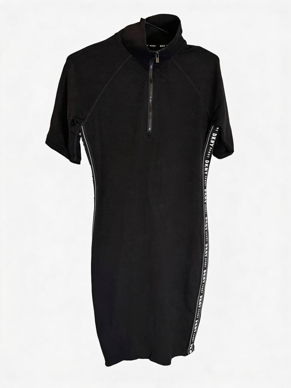 DKNY Black Zip-Front Logo Dress – Size S – NWT – $149