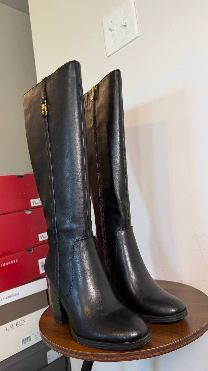 Tommy Hilfiger Ursy Women’s Knee High Dress Boots Black 8.5M Man‑Made $158.99NWB