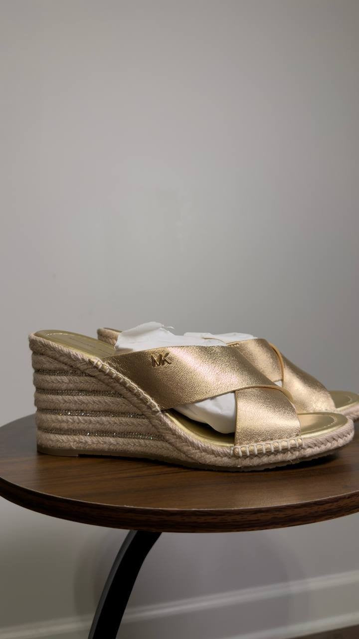 Michael  Michael  Kors  Wedge  Sandals  Pale  Gold  7  M  New  $139.50