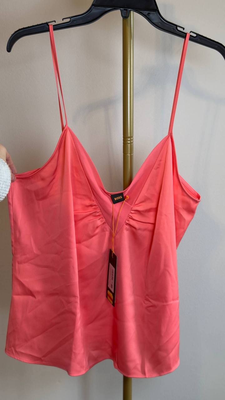 BOSS Ciecly Camisole V‑Neck Spaghetti Strap Top Medium Pink 14 NWT $89