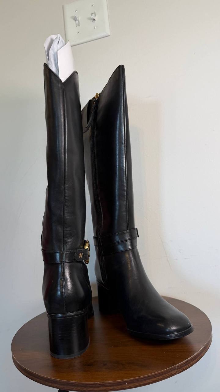 Naturalizer Isabeau Wide Calf Knee High Boots Black 9M Leather $290 NWB