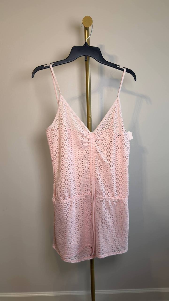 Salt + Cove Medallion Crochet Romper Cover‑Up Pink Blush L NWT $24.99