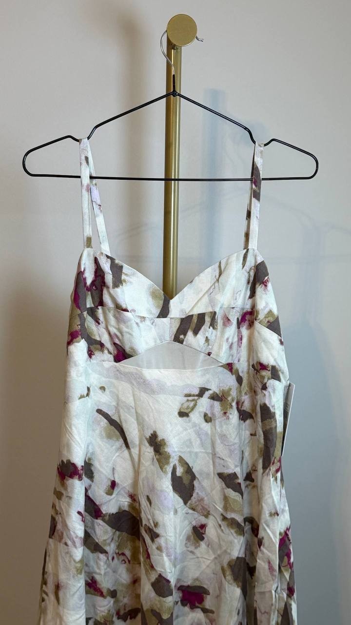 DKNY Women’s Linen Blend Sundress Beige Print Size 10 NWT $149