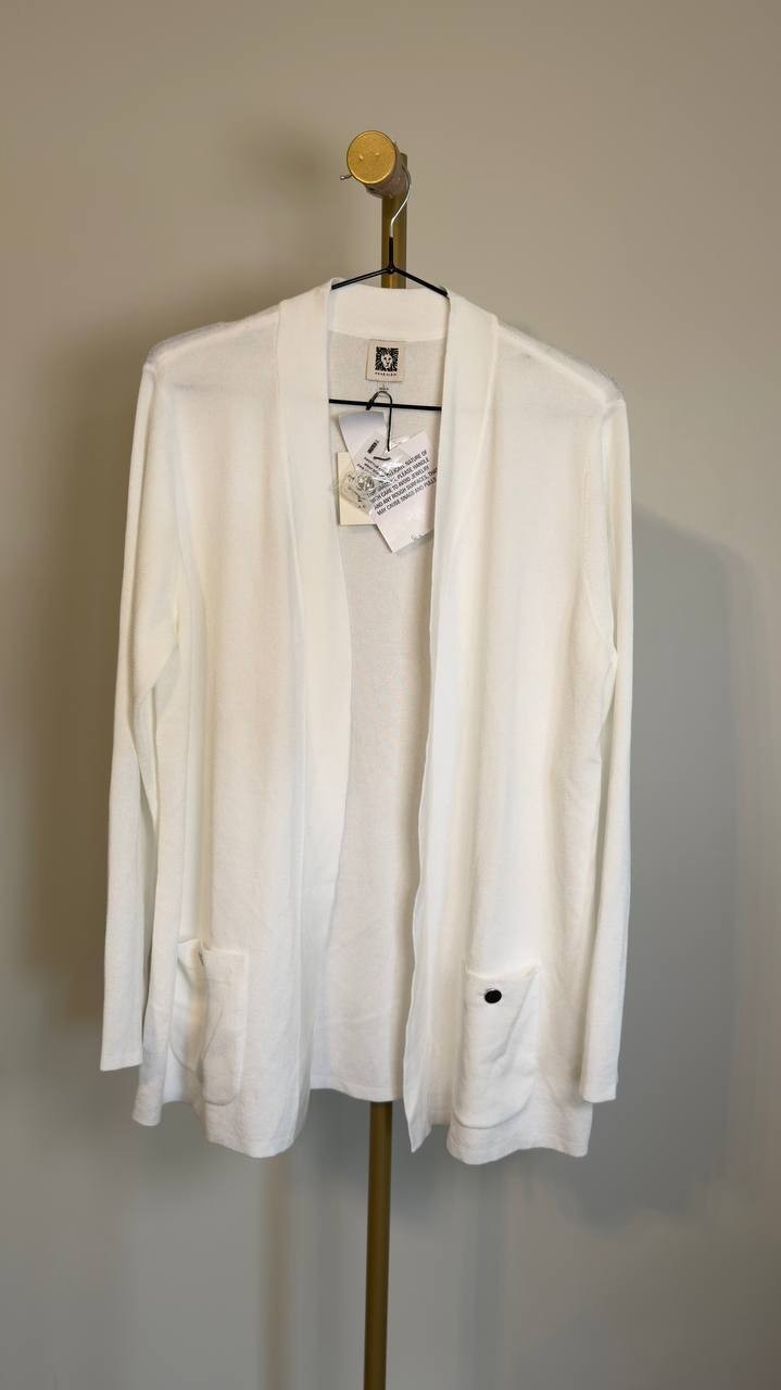 Anne Klein Malibu Cardigan White L NWT $99