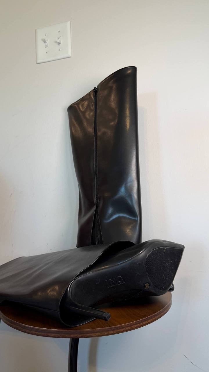 INC Skylar Fold Over Cuffed Knee High Boots Black 12M WC Man‑Made $130 NWB