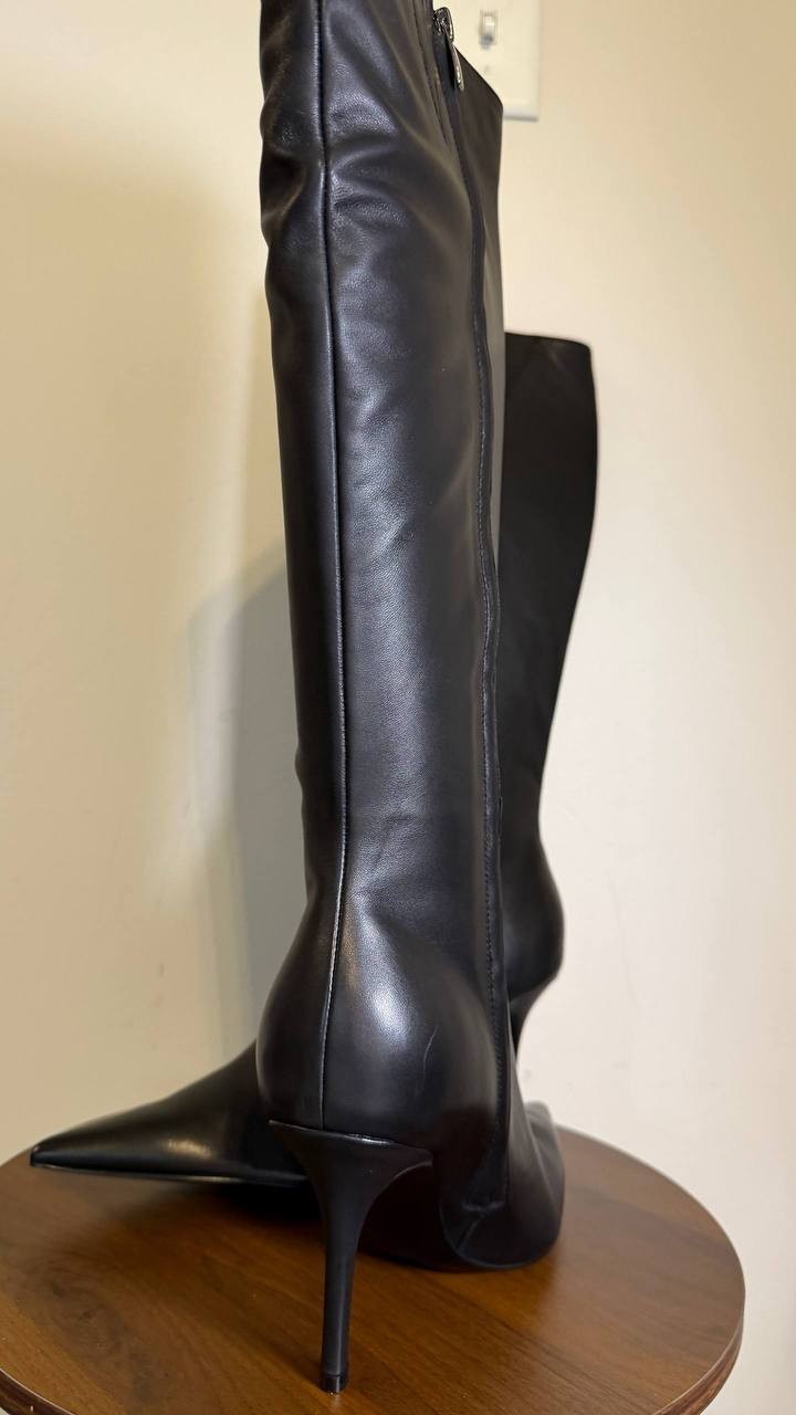 Nine West High Boots 11M Black Leather New in Box MSRP $249