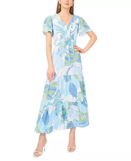 Vince Camuto Women’s V‑Neck Tiered Maxi Dress Mint S NWT $69