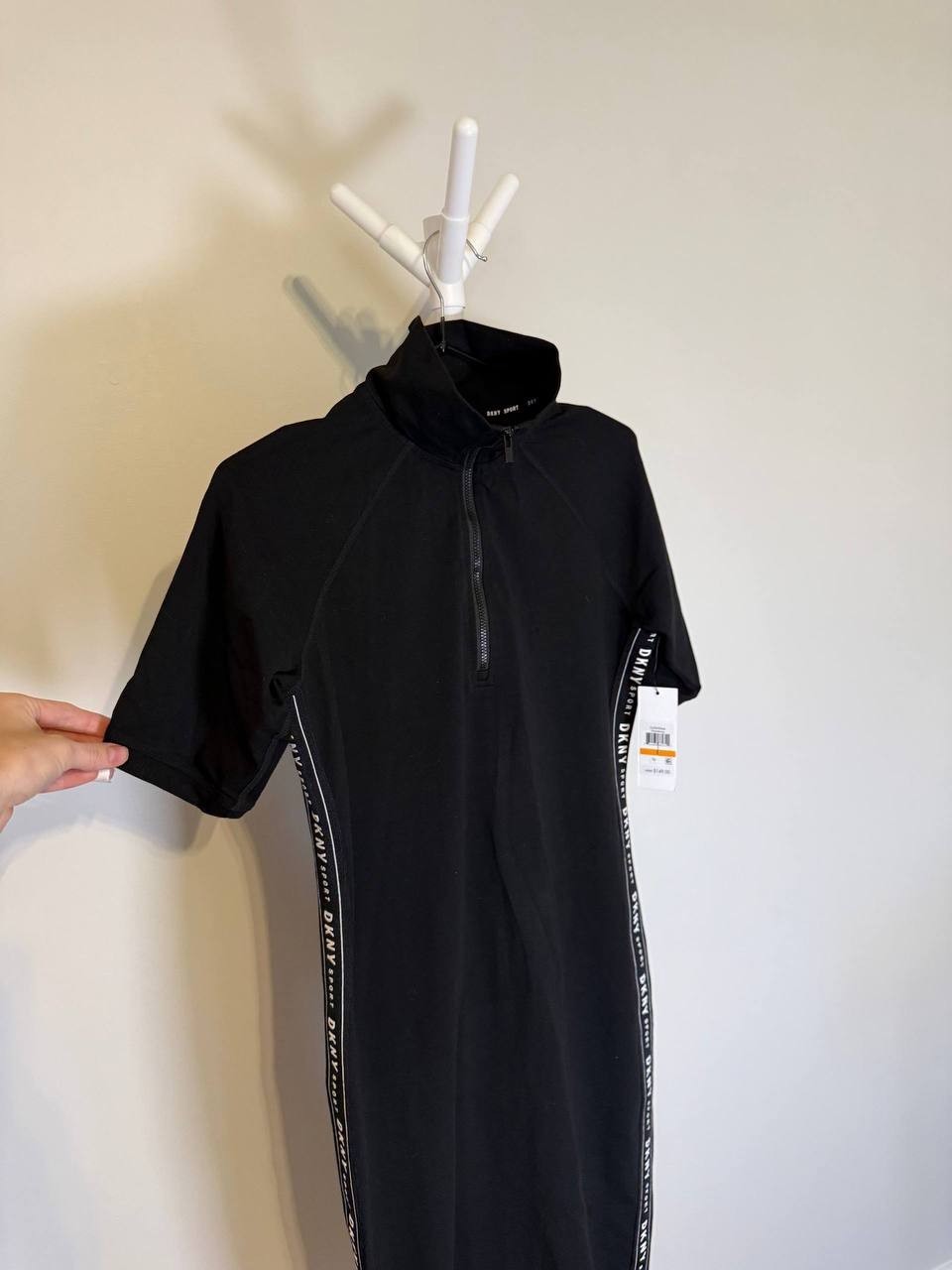 DKNY Black Zip-Front Logo Dress – Size S – NWT – $149