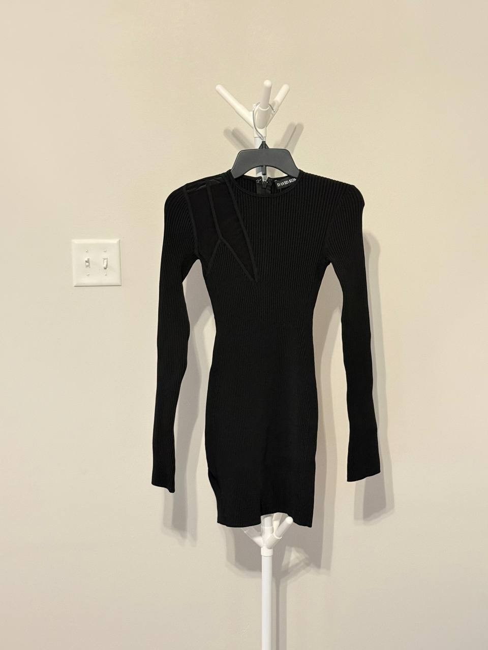 David Koma Ribbed Mesh Detail Mini Dress – Black – Size M – NWT – $900
