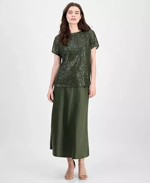 Anne Klein Pull‑On Maxi Skirt Green Size M NWT $89