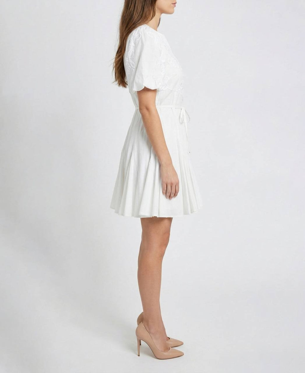 Taylor Cotton Soutache Fit & Flare Shirtdress White 8 NWT $129