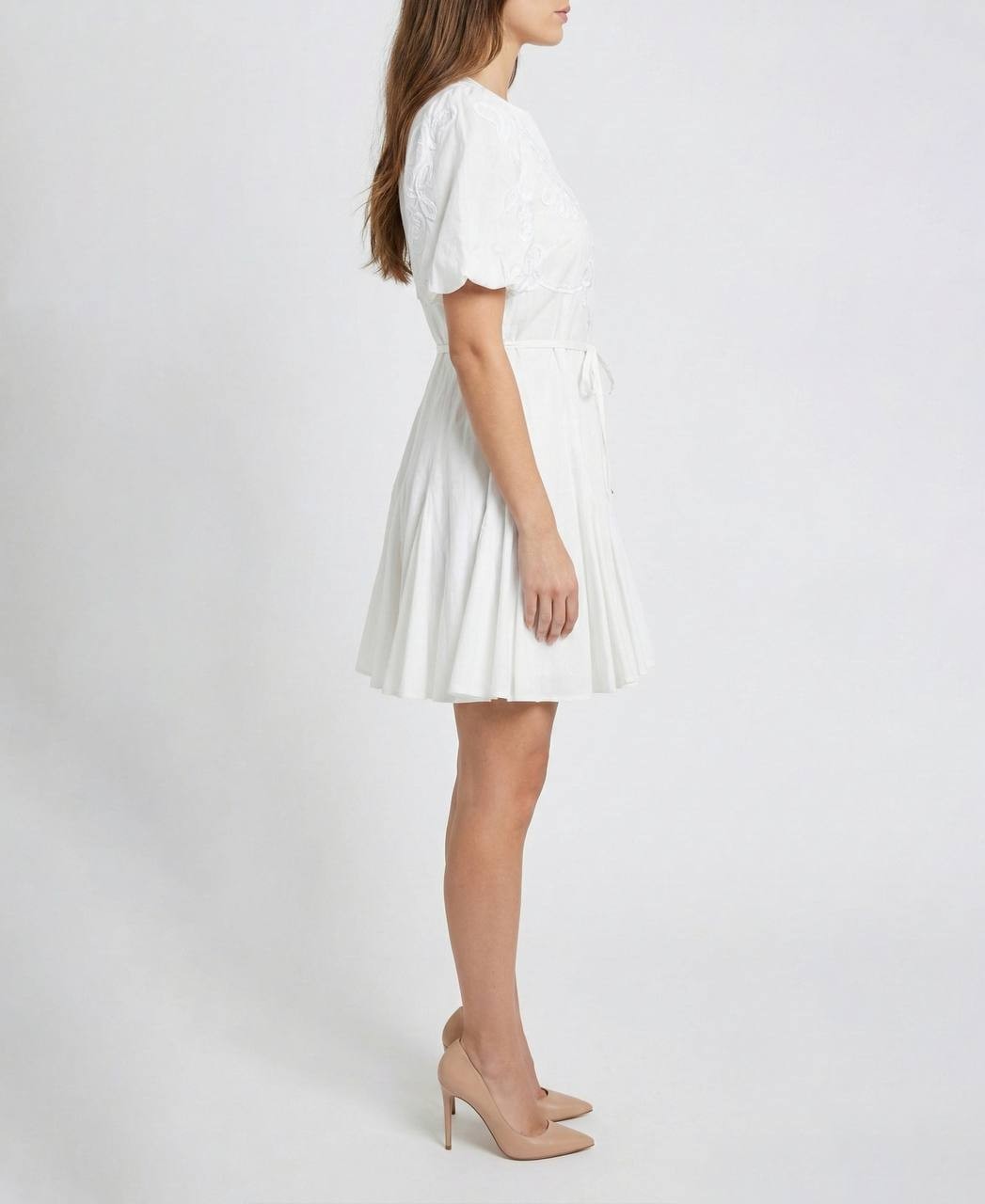 Taylor Cotton Soutache Fit & Flare Shirtdress White 8 NWT $129