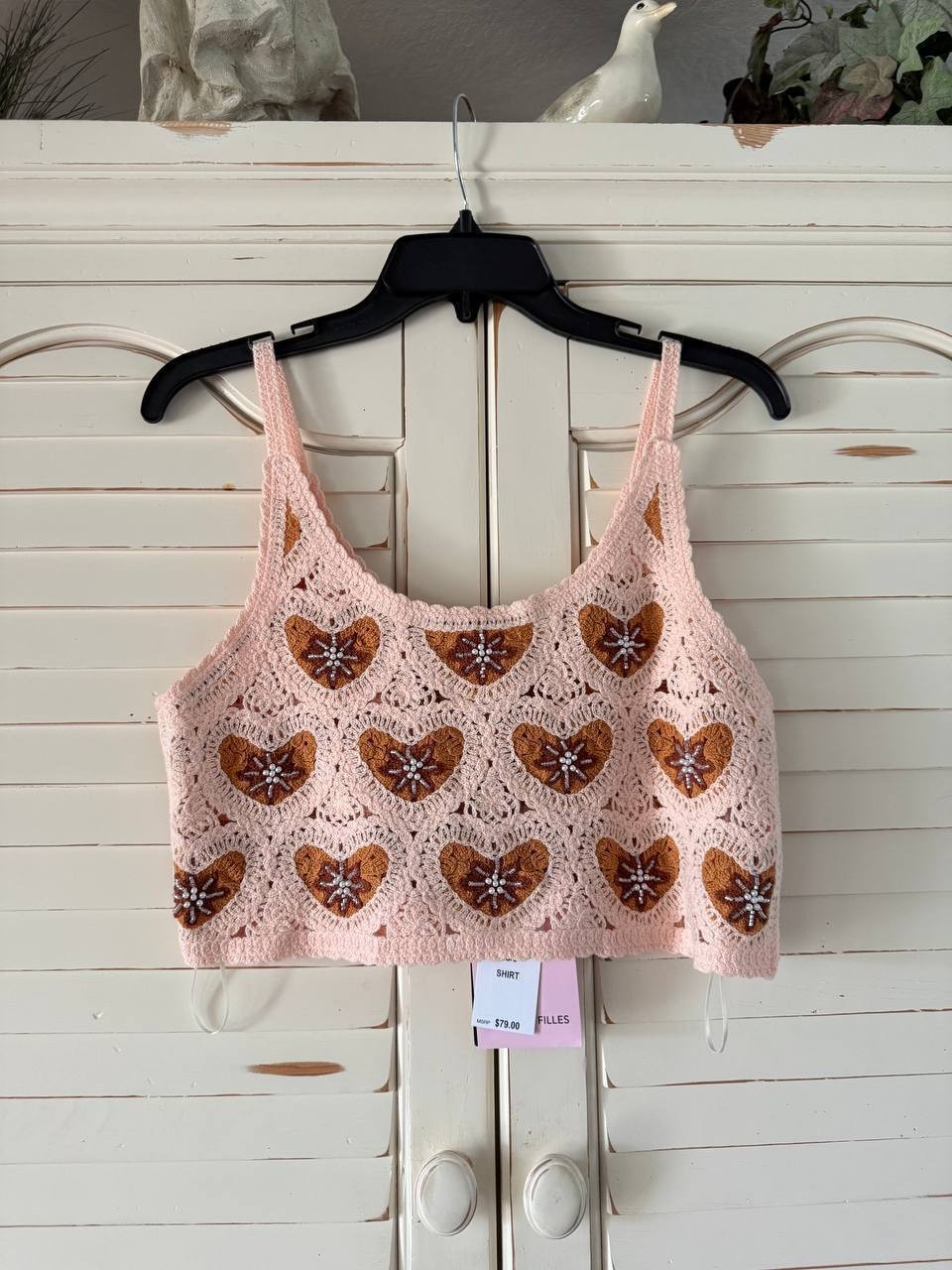 Avec Les Filles Cropped Crochet Heart Tank Top – Size XS – NWT
