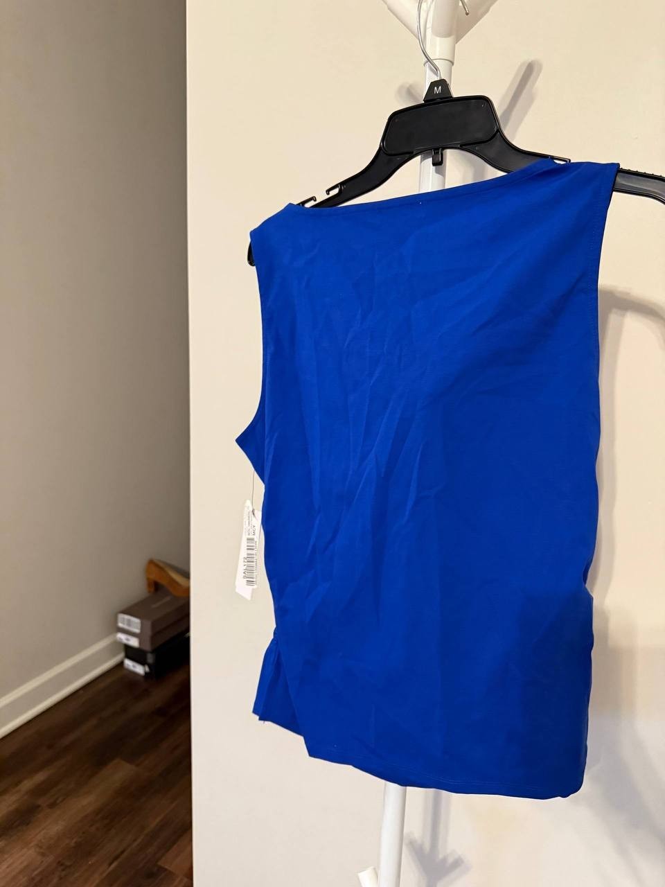 DKNY Sleeveless Draped‑Neck Top – Royal Blue – Size M – NWT – $54