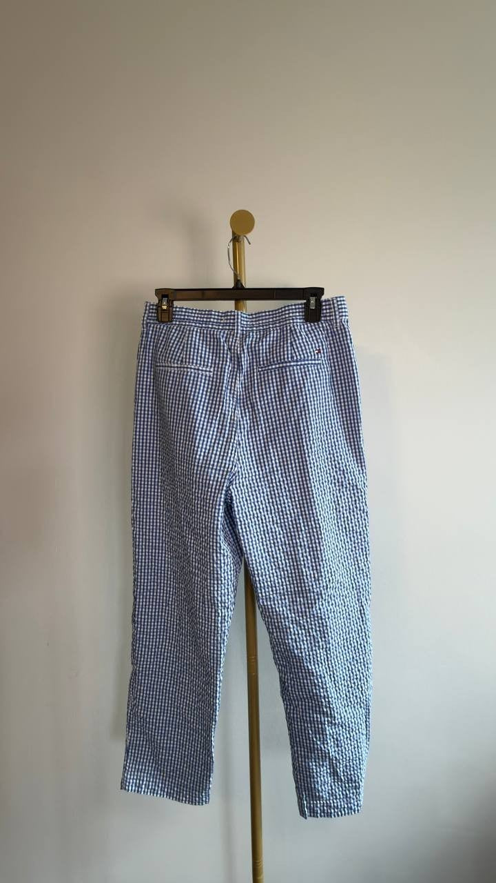 Tommy Hilfiger Gingham Sloane Mid‑Rise Ankle Pants Blue Multi S/P NWT $99