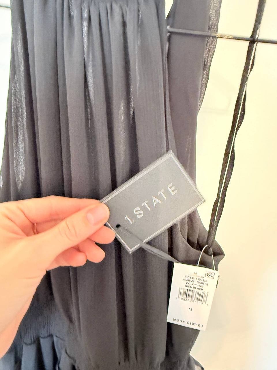 1.State Black Halter Neck Maxi Dress M NWT Flounce Sleeveless Elegant Summer