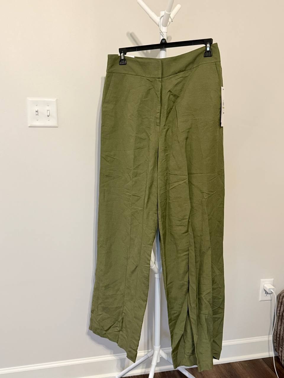 Calvin Klein Petite High‑Rise Wide‑Leg Pants – Olive Green – Size 14 – NWT