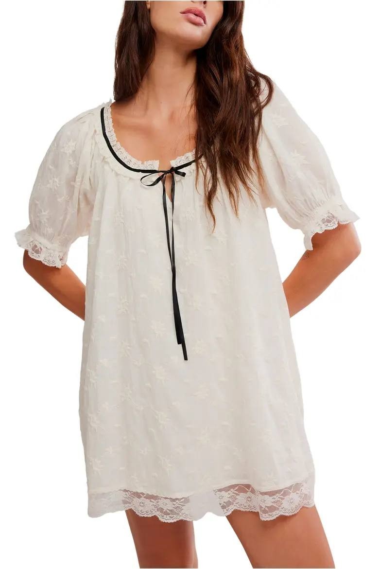 Free People Juno Embroidered Baby Doll Minidress Ivory M NWT $148