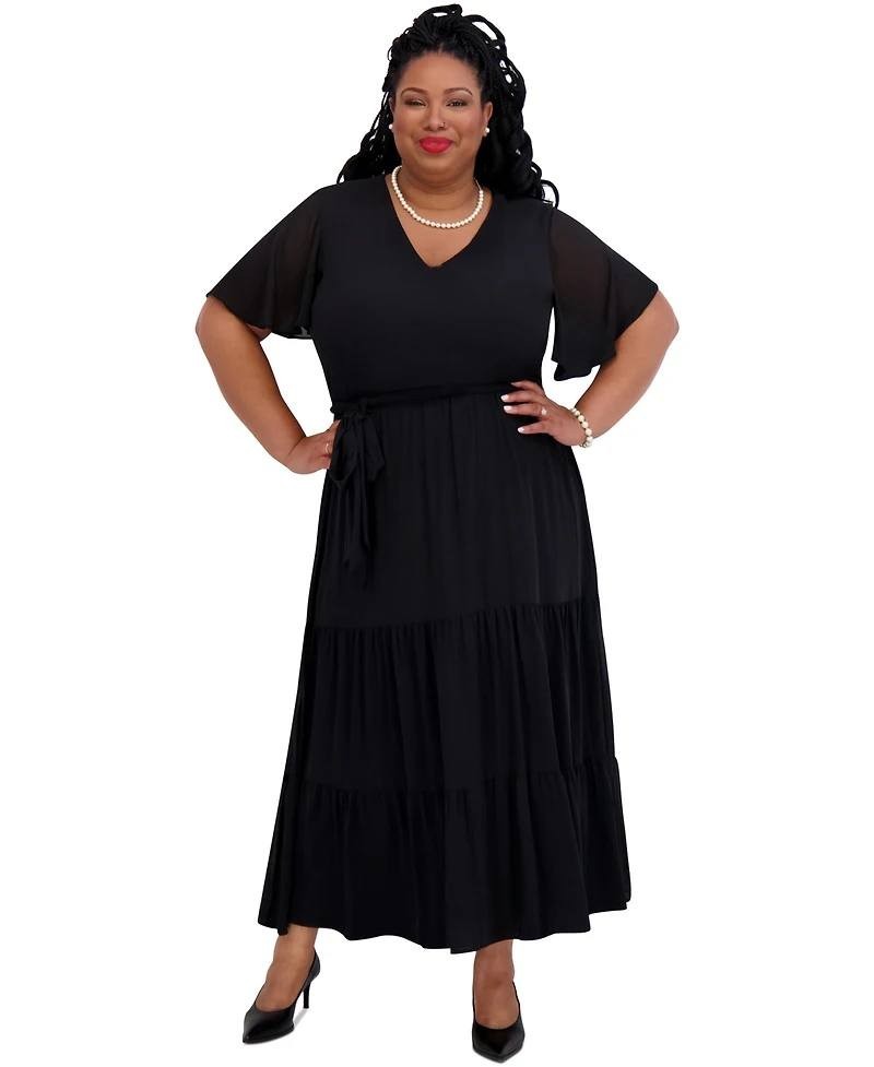 Kasper Women’s V‑Neck Flutter Sleeve Maxi Dress – 3X – NWT – $99