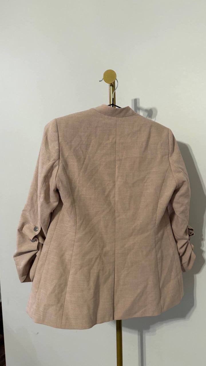 Calvin Klein One-Button Textured Jacket Polyester Pink 2P NWOT
