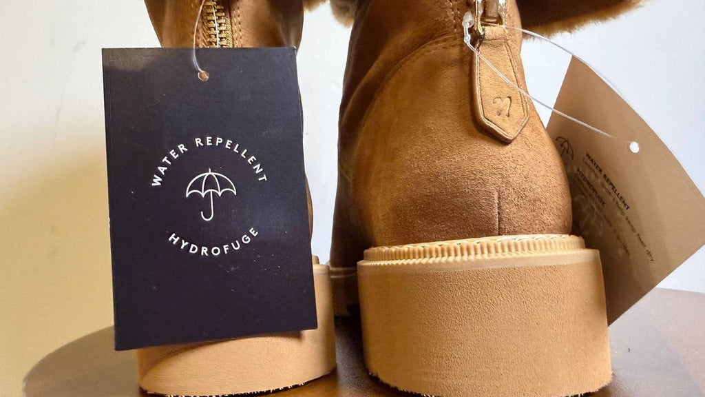 Naturalizer Sense Booties 8M Tan Suede Weather‑Resistant Almond Toe NIB msrp$245