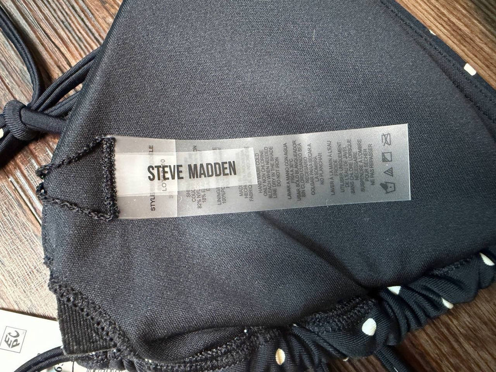 Steve Madden Triangle Swim Top Raven Black MD NWT $66