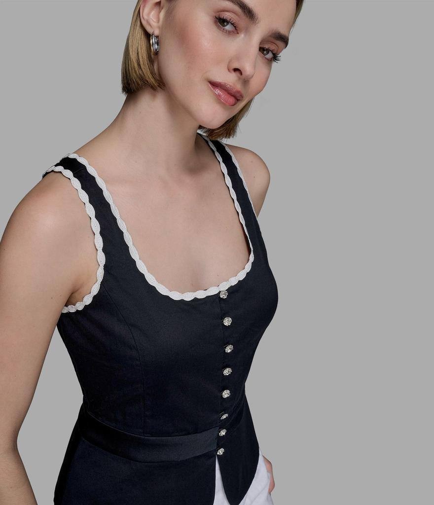 Karl Lagerfeld Paris Women’s Sleeveless Scalloped Edge Woven Tank XL NWT $89