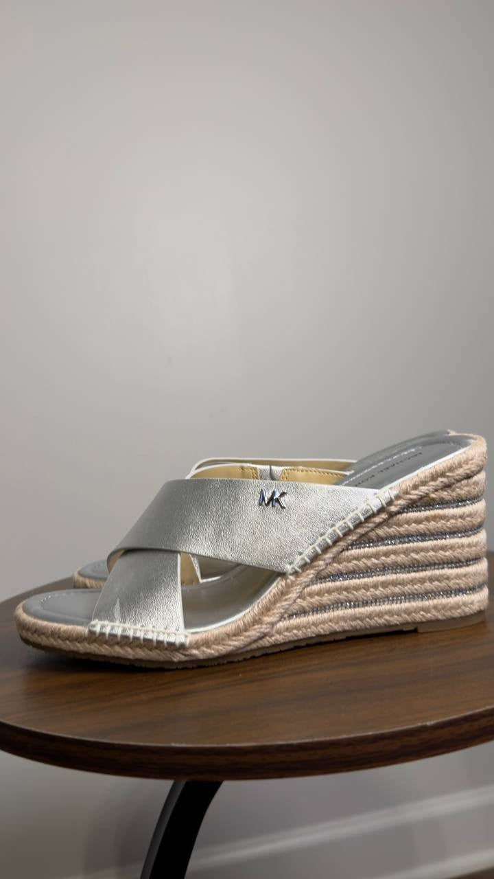 Michael  Michael  Kors  Wedge  Sandals  Silver  6.5  M  New  $139.50