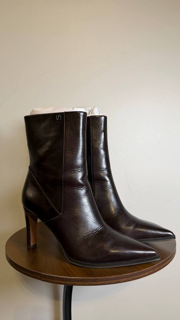 Franco Sarto Dark Brown Leather Dress Booties 8M NIB MSRP $215