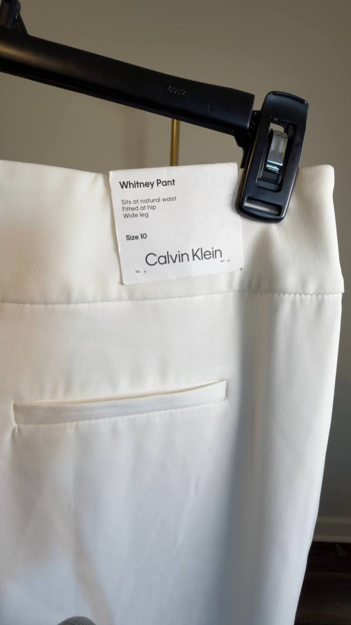 Calvin Klein Wide‑Leg Pants White 10 NWT $139