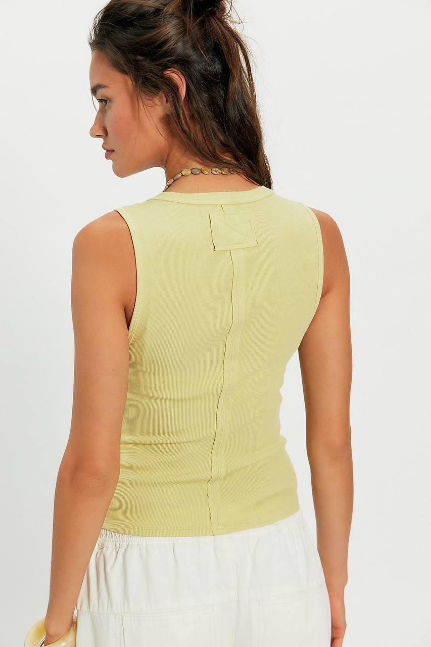 We The Free Jamie Henley Ribbed Tank Sicilian Yellow XS NWT $48