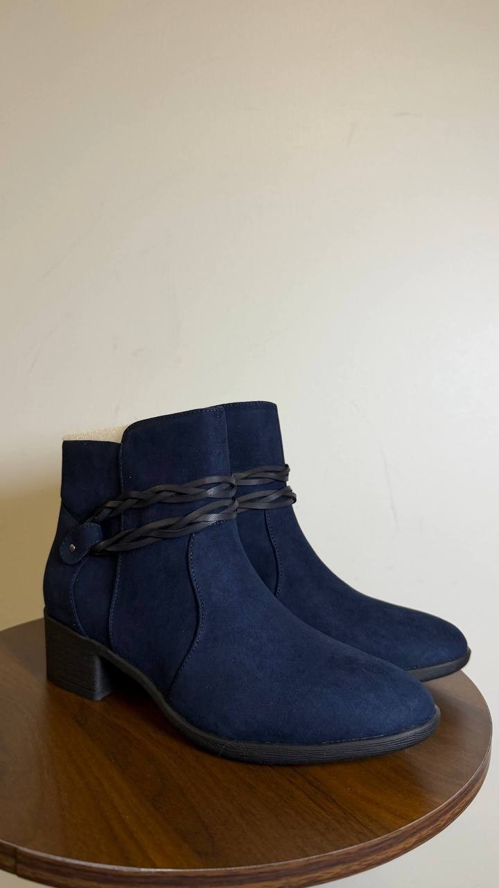 Style&Co Indus Blue Microfiber Block Heel Booties 7.5M NIB MSRP $79.90