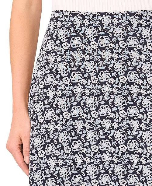 CeCe Printed Ruffle-Hem Midi Skirt Size 12 Night Shade NWT $69