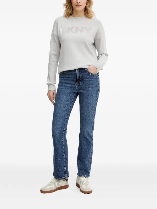 DKNY Jeans Side Studded High‑Rise Bootcut Jeans Cobble Hill 27 NWT $129