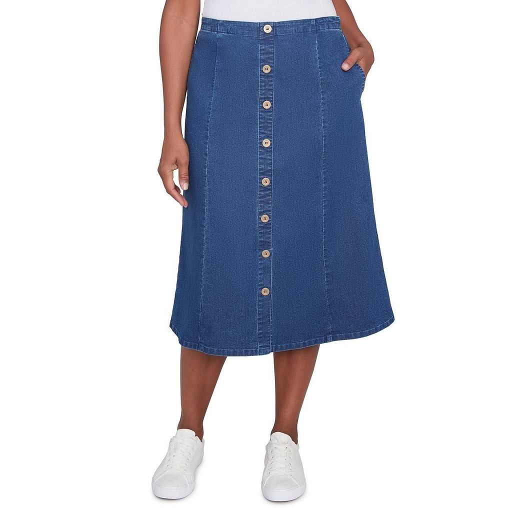 Alfred Dunner Paneled Full Length Denim Skirt Medium Denim 18 $59.50 NWT
