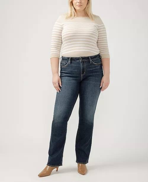 Silver Jeans Co Suki Mid Rise Curvy Slim Bootcut Jeans Indigo 16W NWT $84
