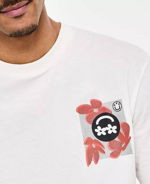 Hugo Hugo Boss Men’s Nufloro Graphic Crewneck T‑Shirt Off‑White L $58 NWT