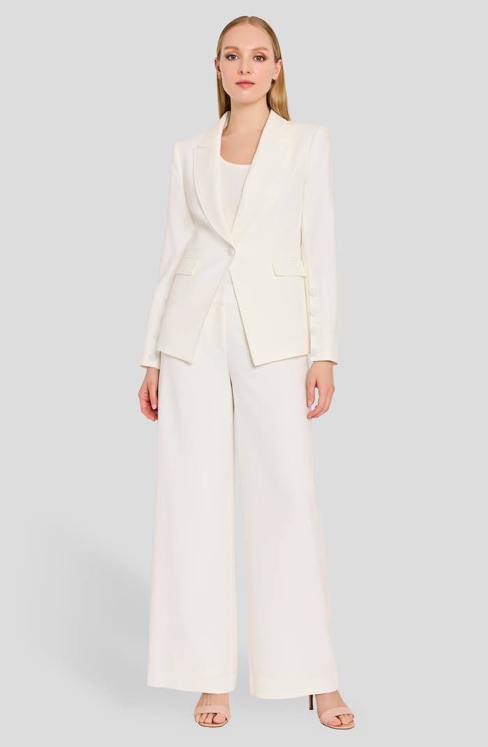 Tahari ASL Women’s Petite One‑Button Blazer White 8 $159 NWT