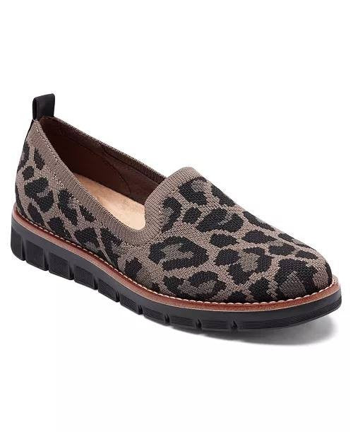 Easy Spirit Valina eFlex Knit Slip‑On Loafers Black Leopard 7.5W Comfort NWB $89