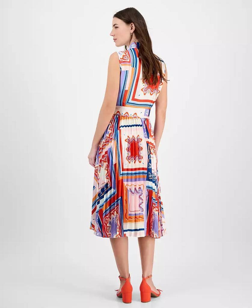 Tahari Women’s Printed Pleated Midi Shirtdress Como Tile 10 NWT $138