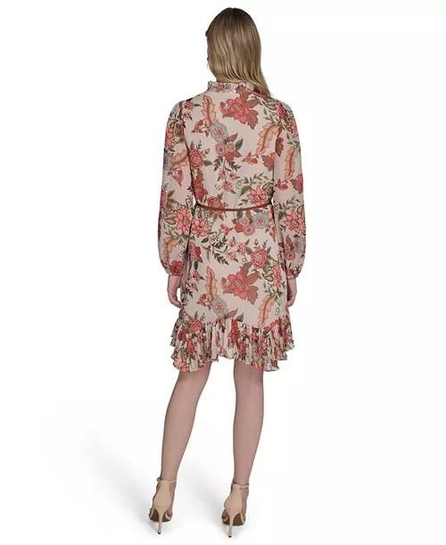 Vince Camuto Chiffon Printed Dress Multicolor 4 $148 NWT