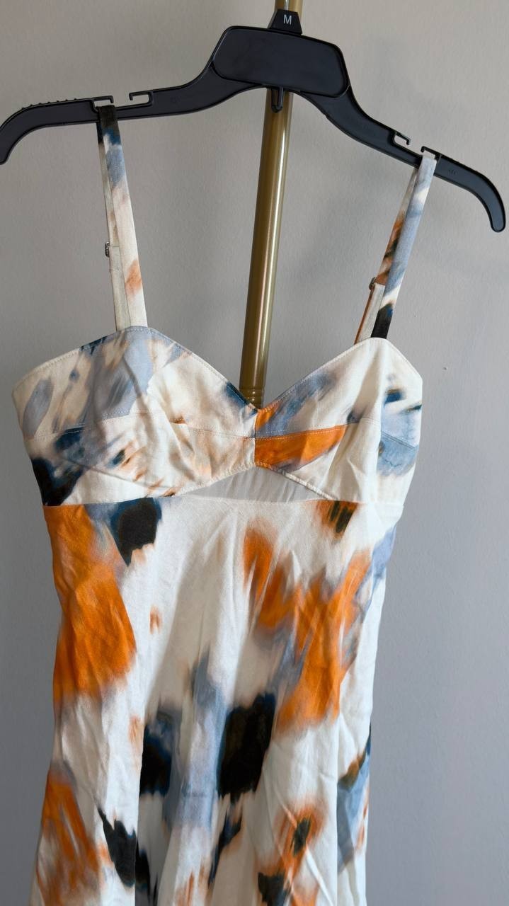 DKNY Sleeveless Printed High‑Low Midi Dress 2 Sunburst Floral NWT $159
