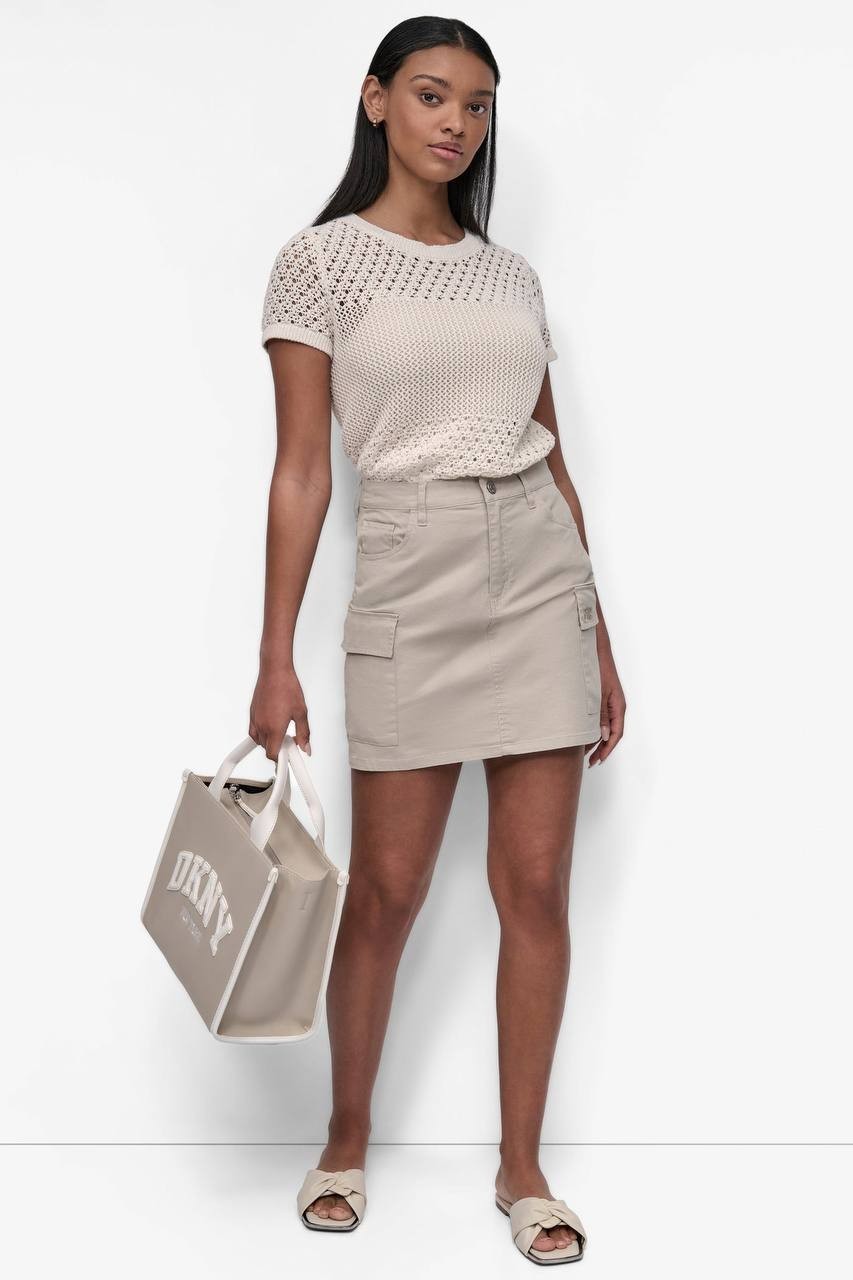 DKNY Skirt 14 Light Fatigue High Waist Cargo Mini Stretch Cotton NWT MSRP $69