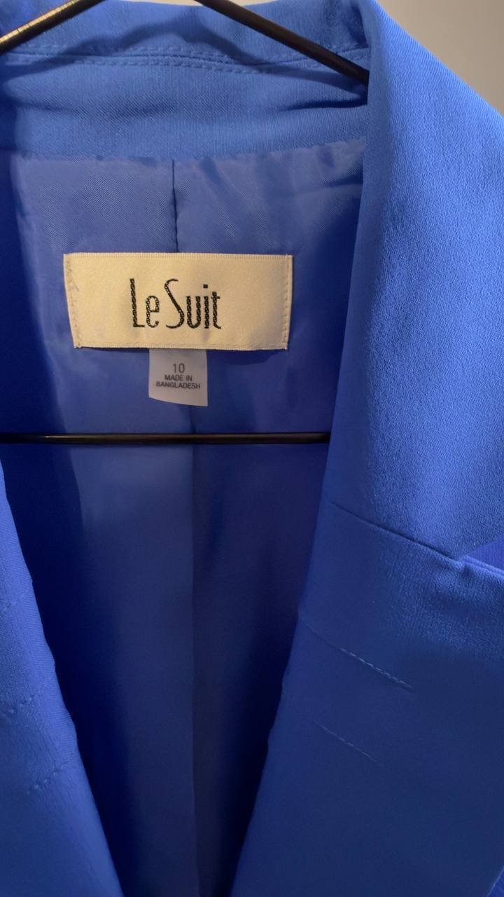 Le Suit Stretch Crepe One‑Button Pantsuit Cornflower 10 NWT $80