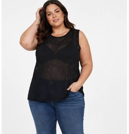Nina Parker Ribbed Sweater Tank Top Black Beauty 3X NWT $39